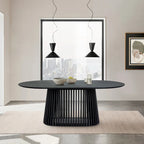 Black/Walnut Oval Dining Table Set, Windsor Style, Seats up to 7