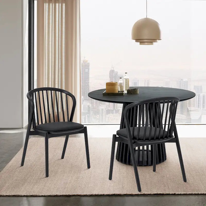 Black/Walnut Oval Dining Table Set, Windsor Style, Seats up to 7