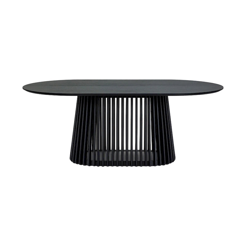 Black/Walnut Oval Dining Table Set, Windsor Style, Seats up to 7