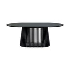 Black/Walnut Oval Dining Table Set, Windsor Style, Seats up to 7