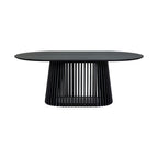 Black/Walnut Oval Dining Table Set, Windsor Style, Seats up to 7