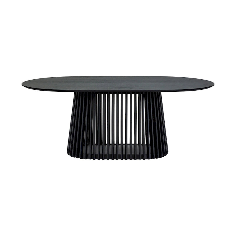 Black/Walnut Oval Dining Table Set, Windsor Style, Seats up to 7