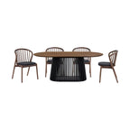Black/Walnut Oval Dining Table Set, Windsor Style, Seats up to 7