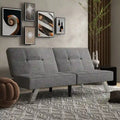 Grey Convertible Folding Futon Sofa Bed, Single