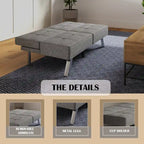 Grey Convertible Folding Futon Sofa Bed, Single