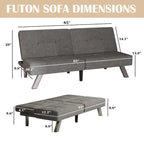 Grey Convertible Folding Futon Sofa Bed, Single