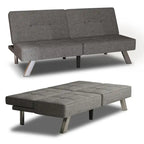 Grey Convertible Folding Futon Sofa Bed, Single
