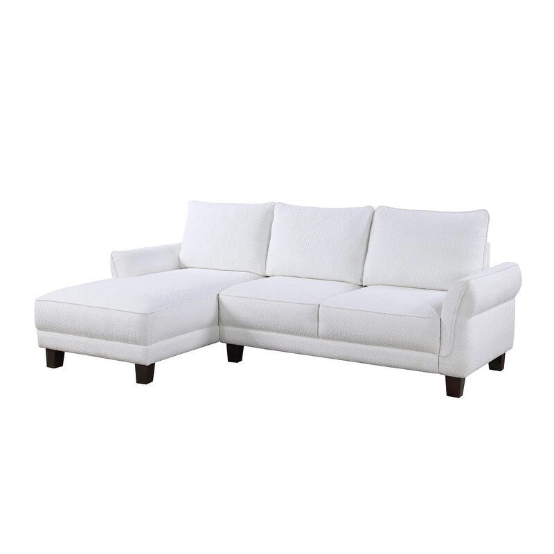 White / Gray Sherpa Sectional Sofa with Left-Facing Chaise, 2–3 Seater