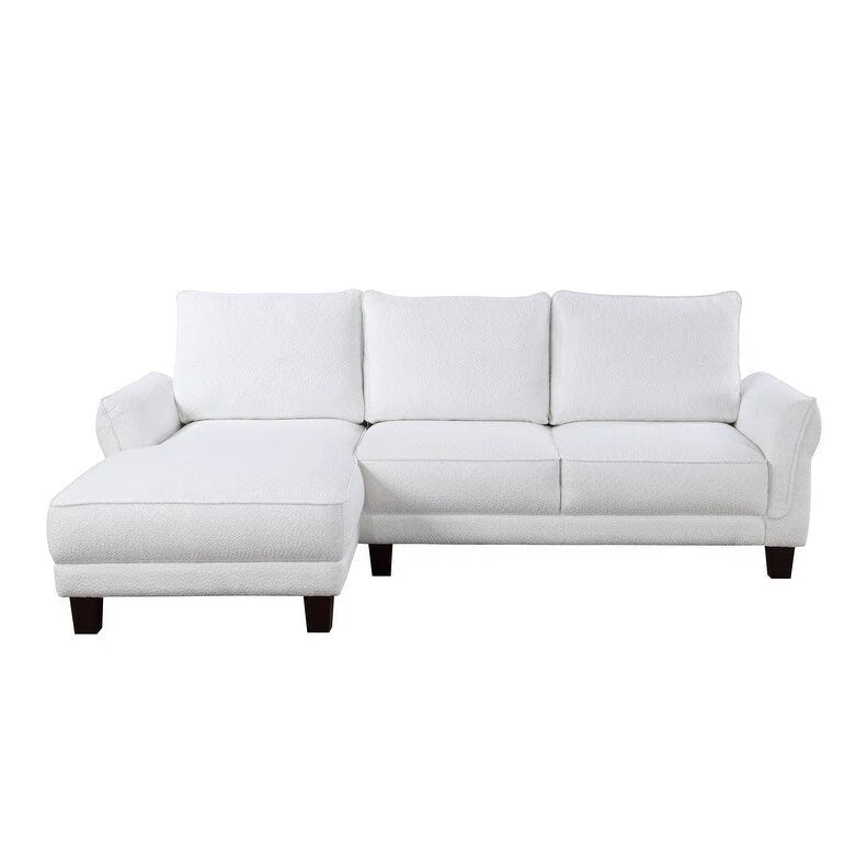 White / Gray Sherpa Sectional Sofa with Left-Facing Chaise, 2–3 Seater