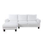 White / Gray Sherpa Sectional Sofa with Left-Facing Chaise, 2–3 Seater