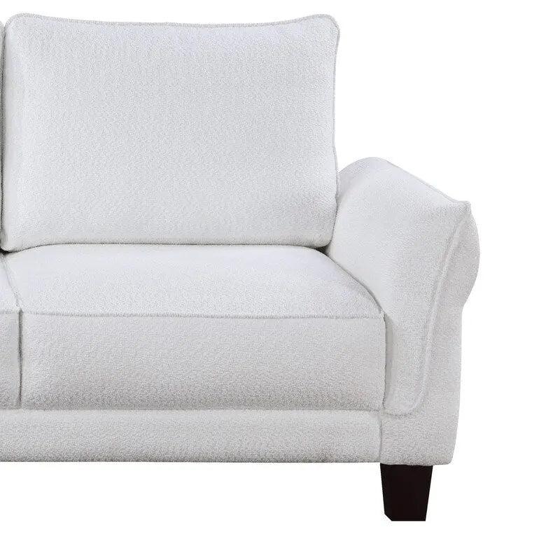 White / Gray Sherpa Sectional Sofa with Left-Facing Chaise, 2–3 Seater