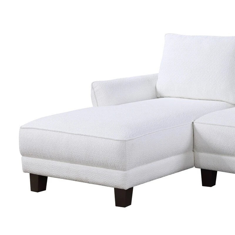 White / Gray Sherpa Sectional Sofa with Left-Facing Chaise, 2–3 Seater