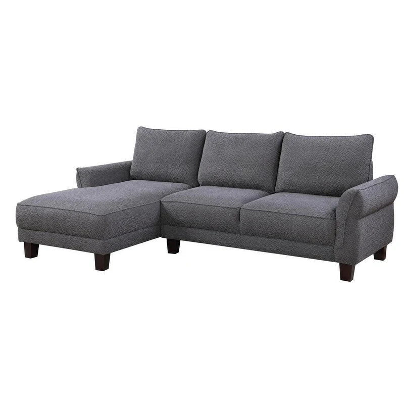 White / Gray Sherpa Sectional Sofa with Left-Facing Chaise, 2–3 Seater