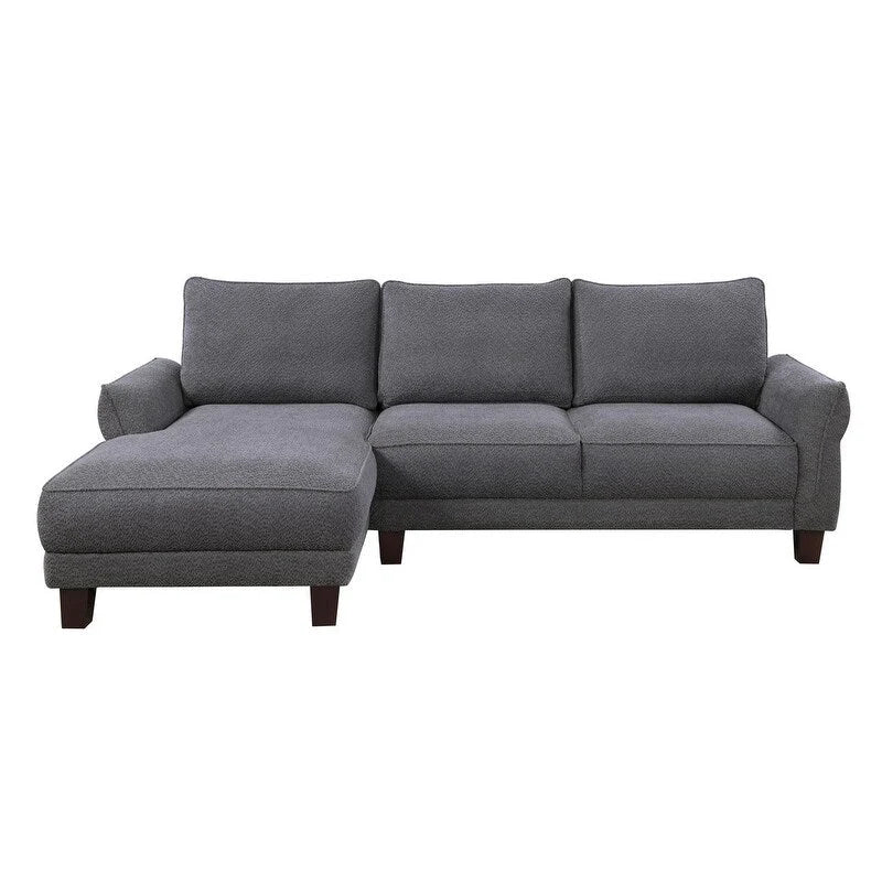 White / Gray Sherpa Sectional Sofa with Left-Facing Chaise, 2–3 Seater
