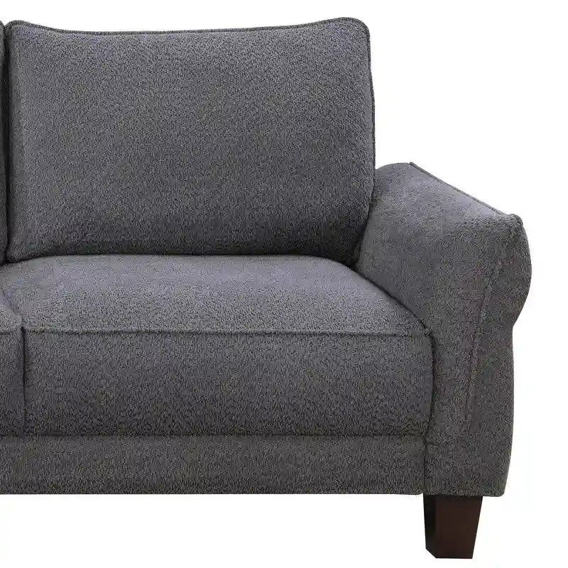 White / Gray Sherpa Sectional Sofa with Left-Facing Chaise, 2–3 Seater