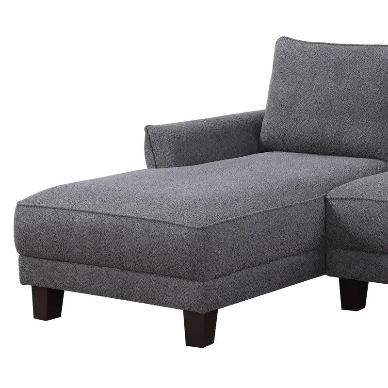 White / Gray Sherpa Sectional Sofa with Left-Facing Chaise, 2–3 Seater
