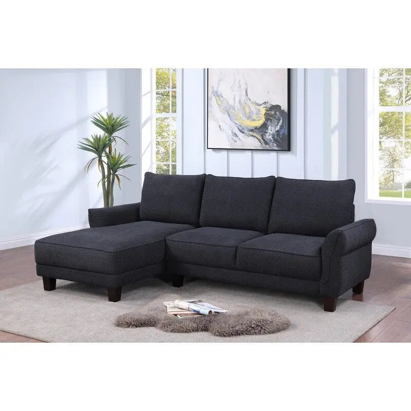 White / Gray Sherpa Sectional Sofa with Left-Facing Chaise, 2–3 Seater