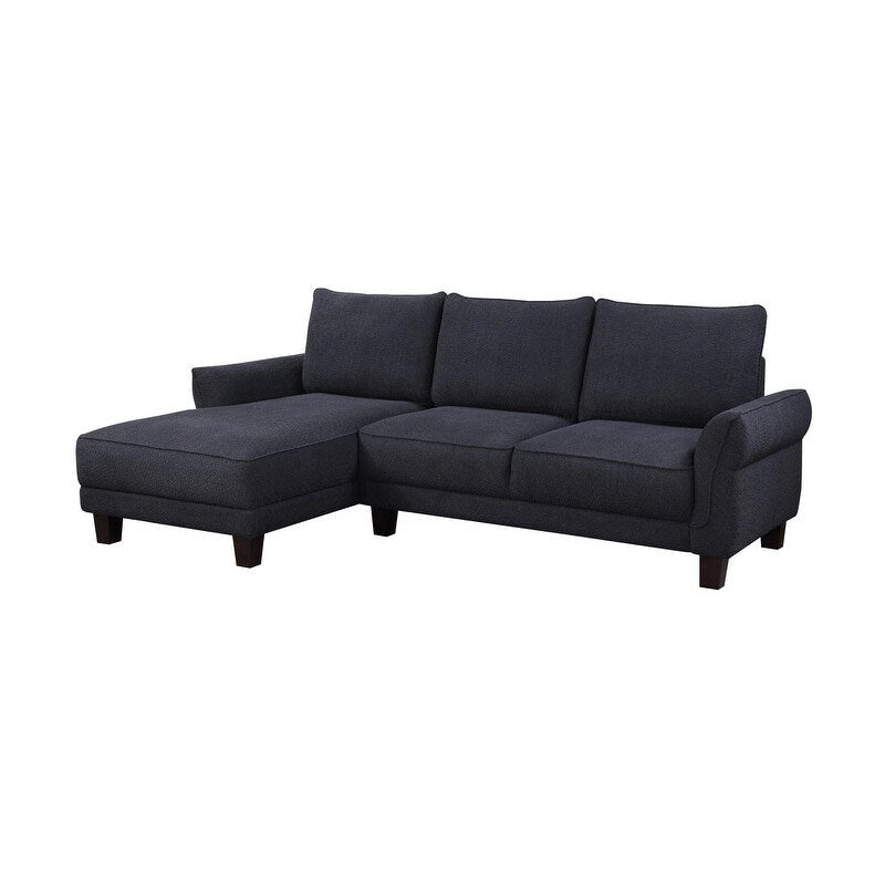 White / Gray Sherpa Sectional Sofa with Left-Facing Chaise, 2–3 Seater