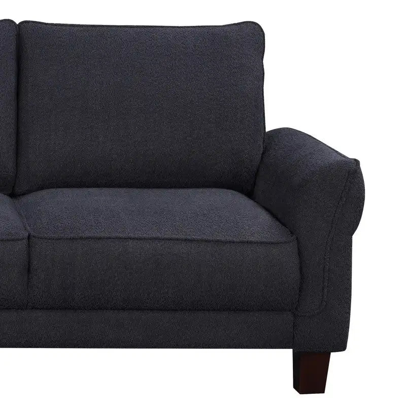 White / Gray Sherpa Sectional Sofa with Left-Facing Chaise, 2–3 Seater