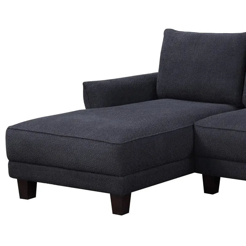 White / Gray Sherpa Sectional Sofa with Left-Facing Chaise, 2–3 Seater