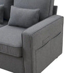 Beige/Dark Grey/Light Grey 4-Seater Modern Linen Sofa with Armrest Pockets & 4 Pillows