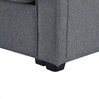 Beige/Dark Grey/Light Grey 4-Seater Modern Linen Sofa with Armrest Pockets & 4 Pillows
