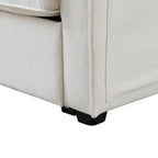 Beige/Dark Grey/Light Grey 4-Seater Modern Linen Sofa with Armrest Pockets & 4 Pillows