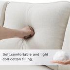 Beige/Dark Grey/Light Grey 4-Seater Modern Linen Sofa with Armrest Pockets & 4 Pillows