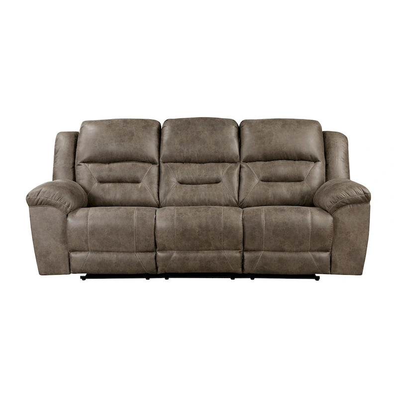 Brown Microfiber Manual Double Recliner Sofa, 2-Seat