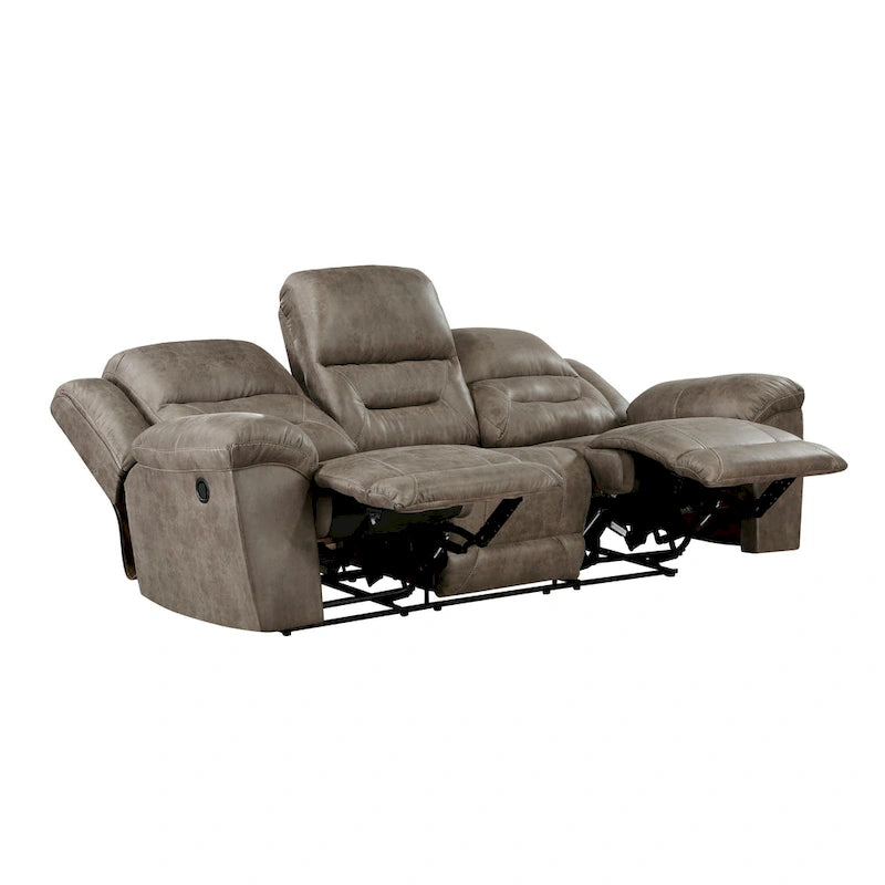 Brown Microfiber Manual Double Recliner Sofa, 2-Seat