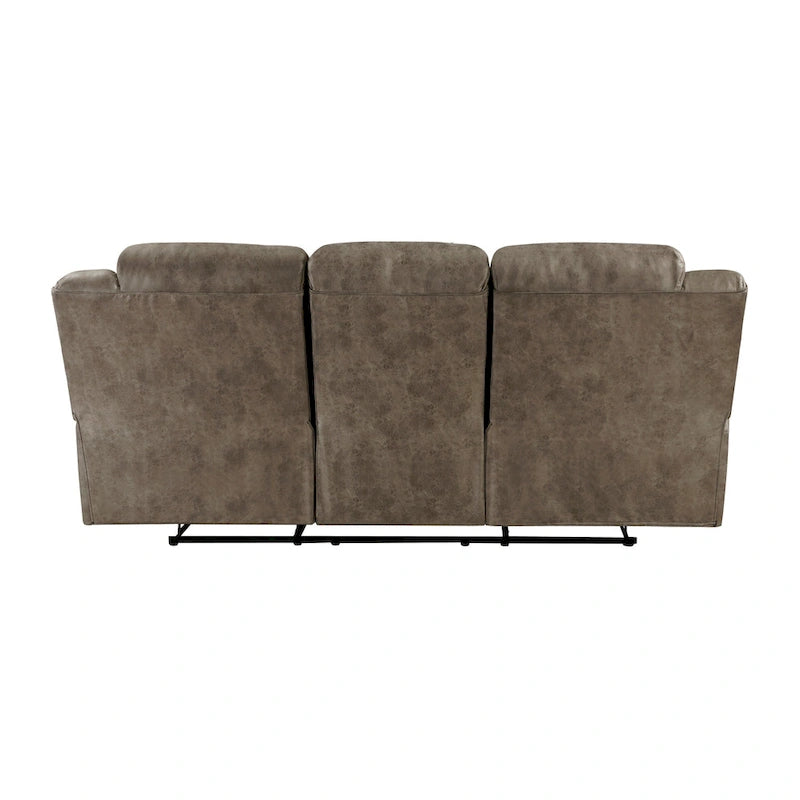 Brown Microfiber Manual Double Recliner Sofa, 2-Seat