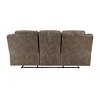 Brown Microfiber Manual Double Recliner Sofa, 2-Seat