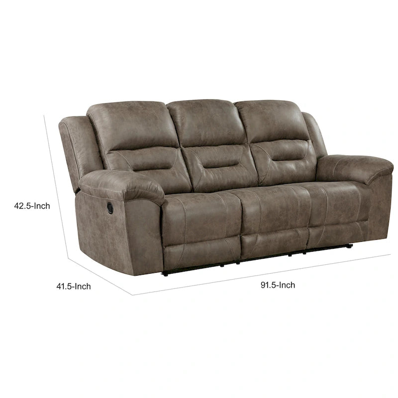 Brown Microfiber Manual Double Recliner Sofa, 2-Seat