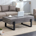 Grey MDF & Black Metal Legs Coffee Table, 2-Person, 47" Rectangle