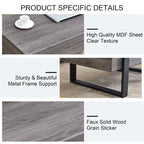 Grey MDF & Black Metal Legs Coffee Table, 2-Person, 47" Rectangle