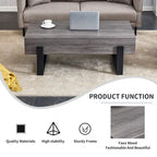 Grey MDF & Black Metal Legs Coffee Table, 2-Person, 47" Rectangle