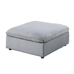 Corduroy Modular Sectional Sofa with Ottoman, Sage/Light Gray, Seats 6