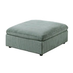 Corduroy Modular Sectional Sofa with Ottoman, Sage/Light Gray, Seats 6