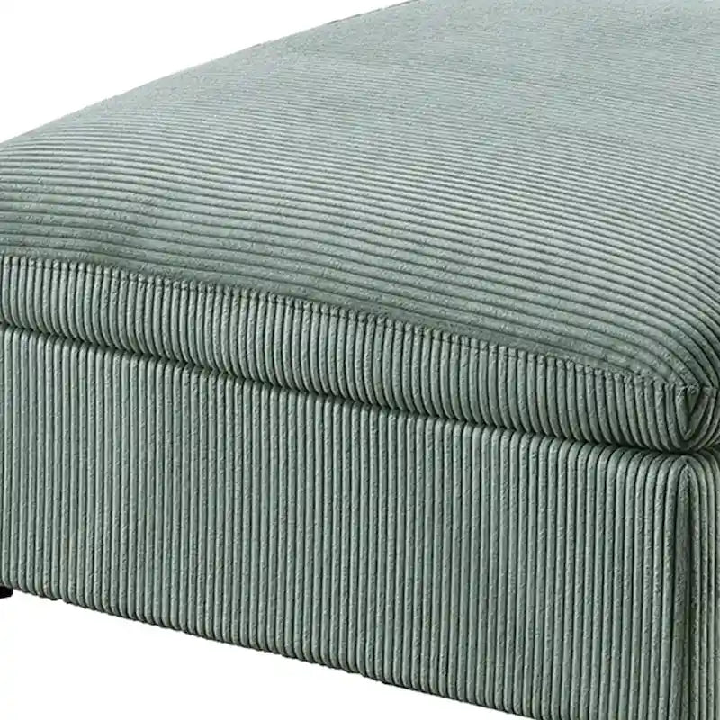 Corduroy Modular Sectional Sofa with Ottoman, Sage/Light Gray, Seats 6