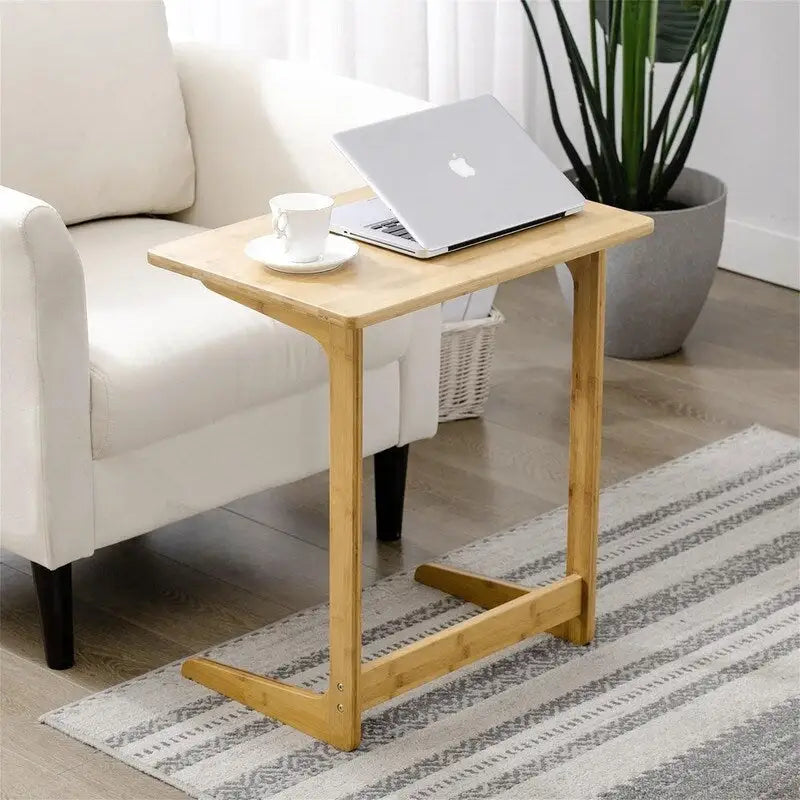 Dark / White / Nature Bamboo C-Shaped Sofa Side Table – Single