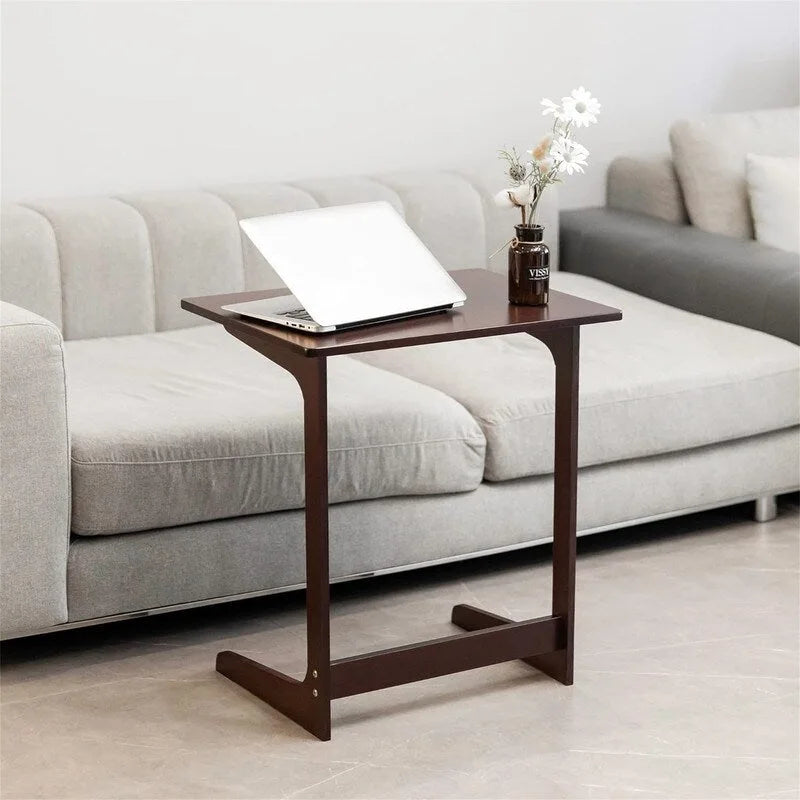 Dark / White / Nature Bamboo C-Shaped Sofa Side Table – Single
