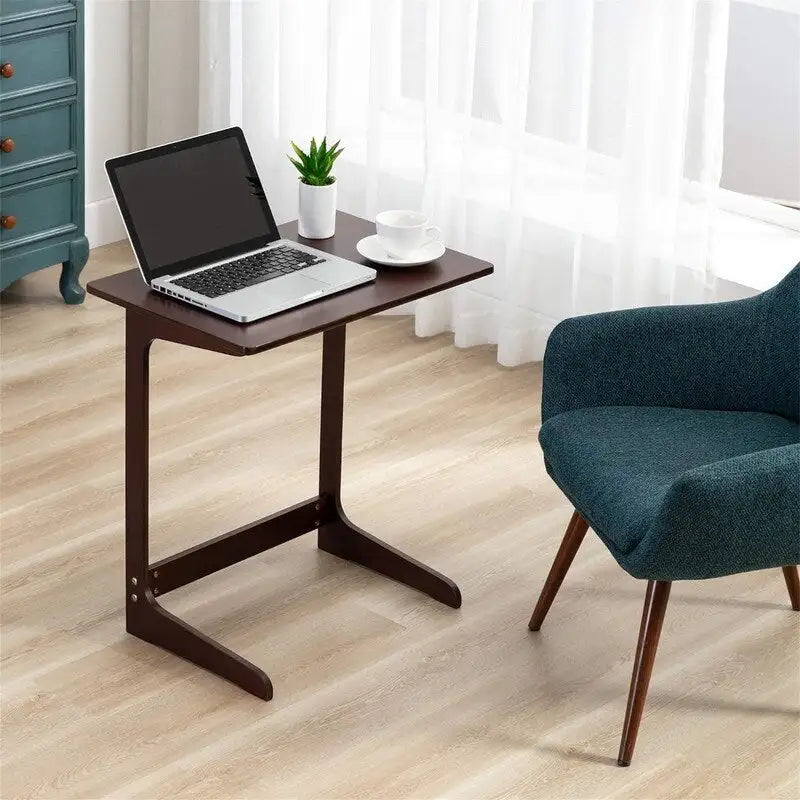Dark / White / Nature Bamboo C-Shaped Sofa Side Table – Single