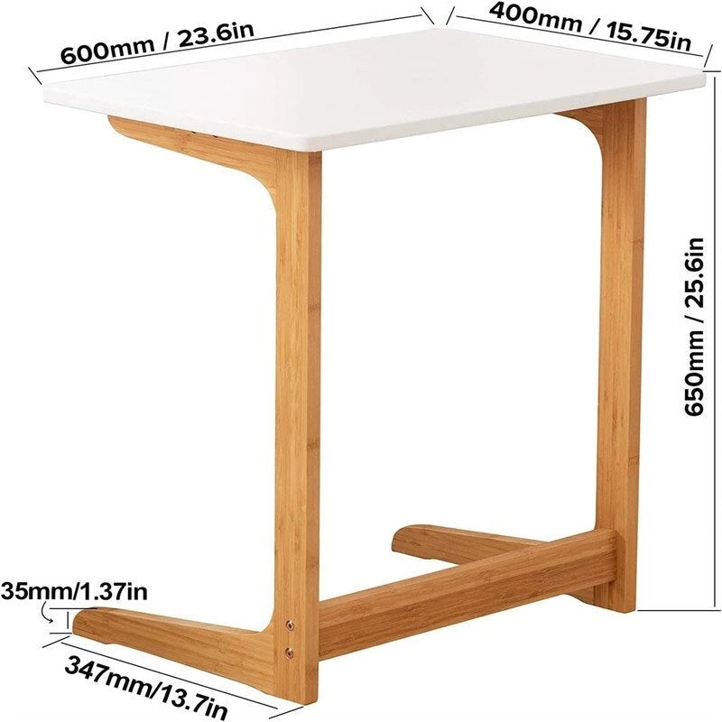 Dark / White / Nature Bamboo C-Shaped Sofa Side Table – Single