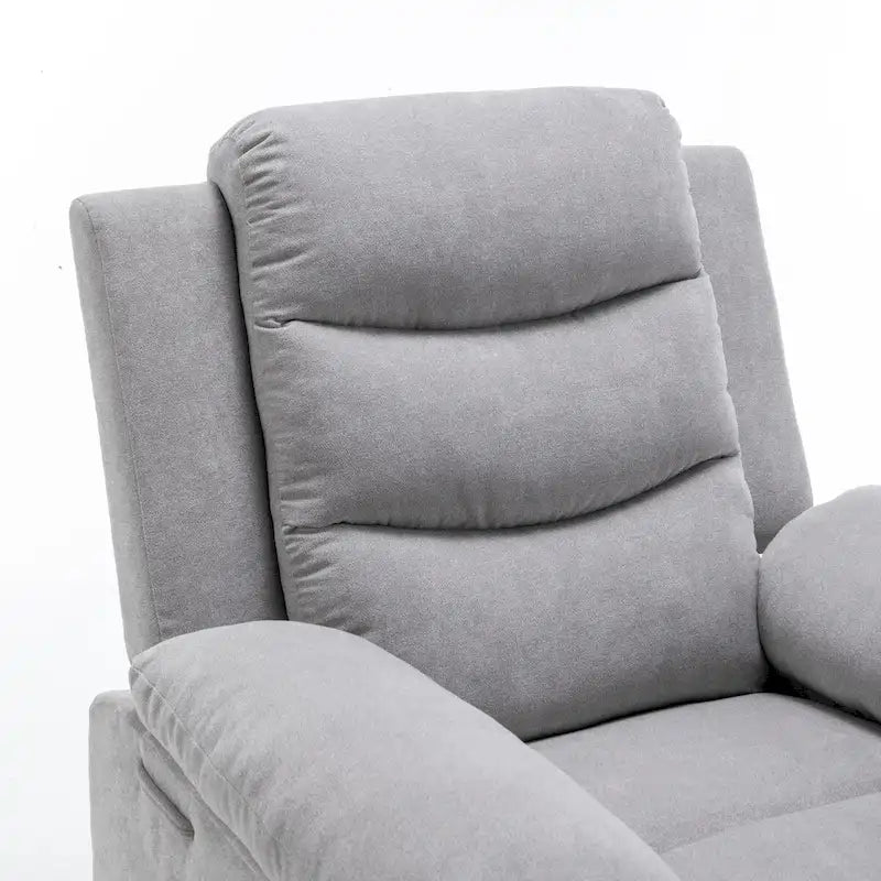 Light Gray Velvet Power Recliner Chair with Heat & Massage, Single Seat