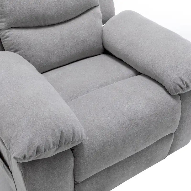 Light Gray Velvet Power Recliner Chair with Heat & Massage, Single Seat