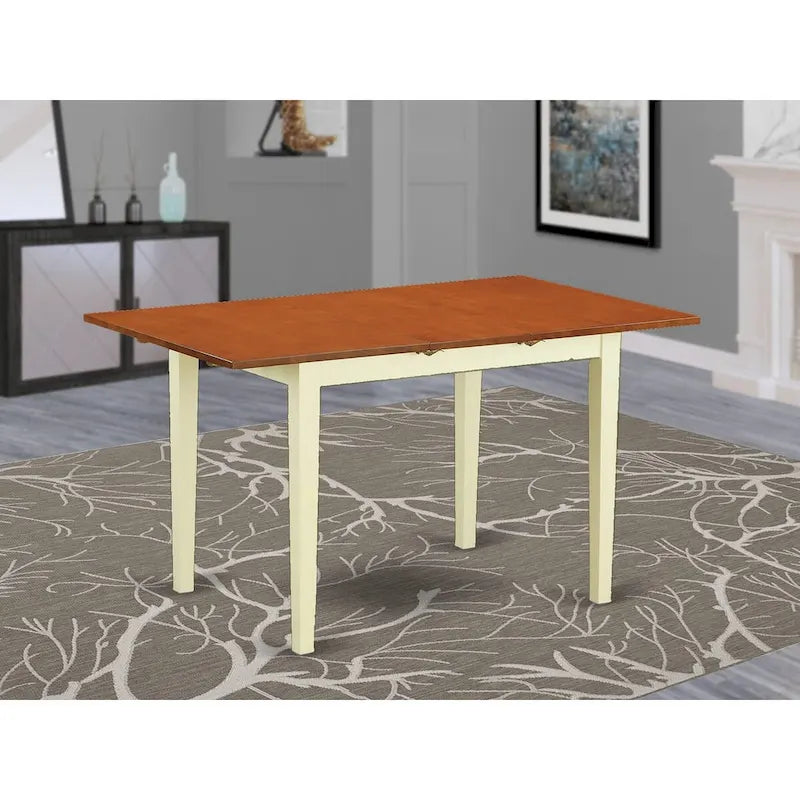 Buttermilk/Cherry & Mahogany Rectangular Butterfly Leaf Dining Table, Seats 4–6