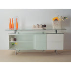 Lacquer buffet with frosted sliding glass door, 71 x21 x31 H