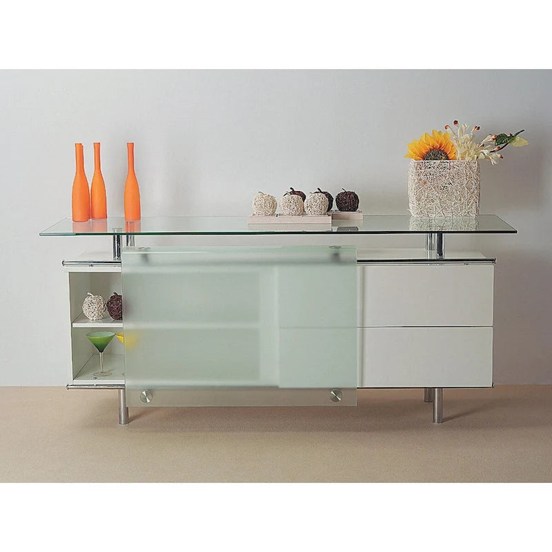 Lacquer buffet with frosted sliding glass door, 71 x21 x31 H