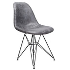 Cool Gray Leatherette Mid-Century Dining Chair with Black Steel Legs, 1-Person