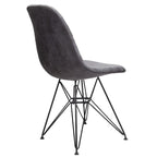 Cool Gray Leatherette Mid-Century Dining Chair with Black Steel Legs, 1-Person